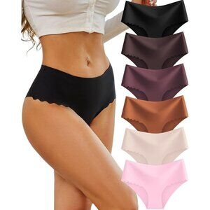 Women Seamless High Waist Underwear 6-Pack Breathable No Show Bikini
